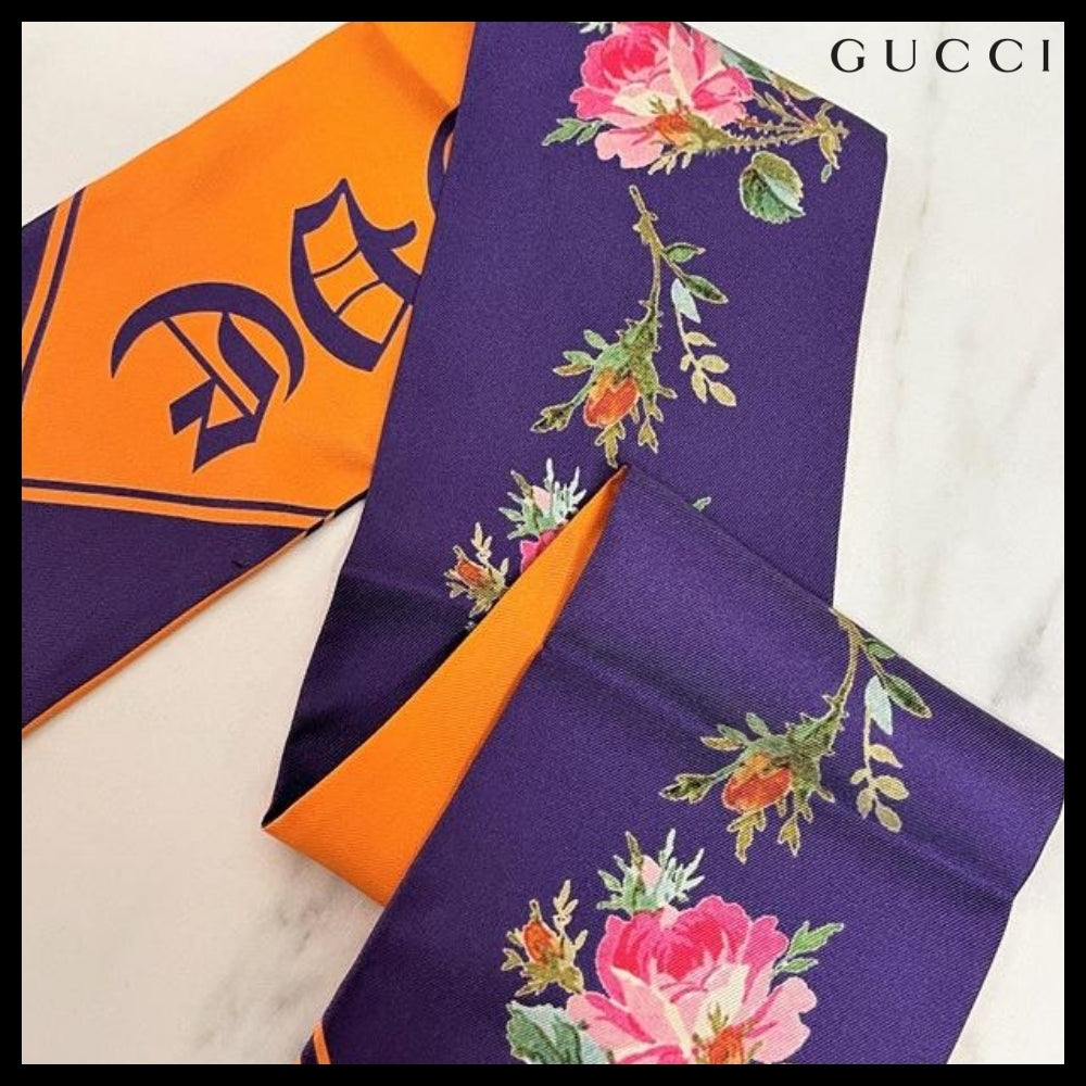 GUCCI Blind For Love Twilly Scarf Purple