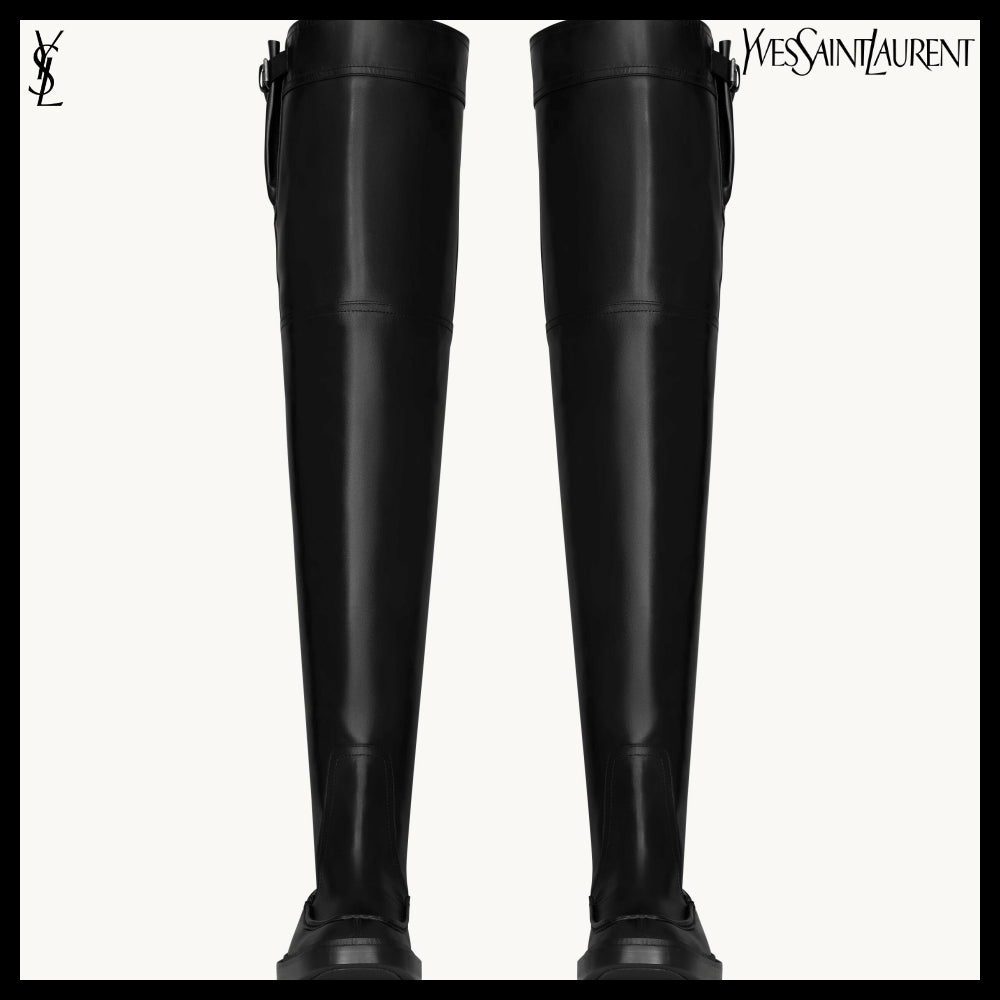 【Saint Laurent】Soft Leather JOE Over-the-Knee Boots Black
