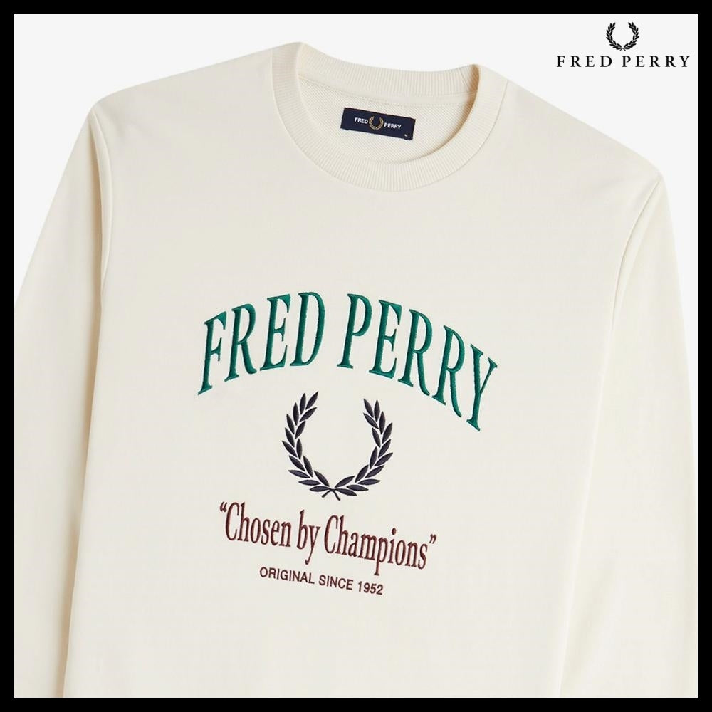 【FRED PERRY】Clubhouse Embroidered Champion Sweatshirt Ecru