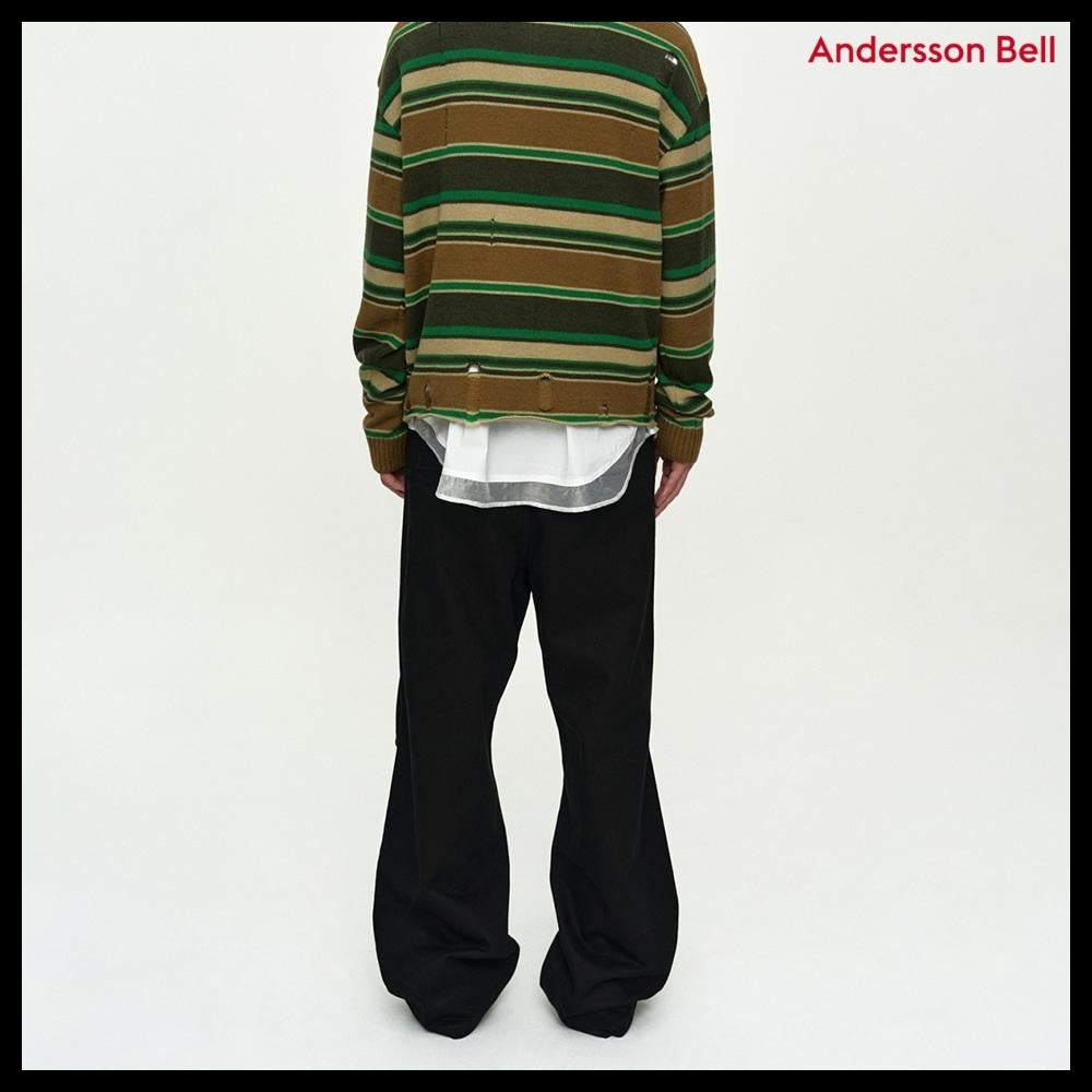 【ANDERSSON BELL】Double Waistband Wide-Leg Trousers Black