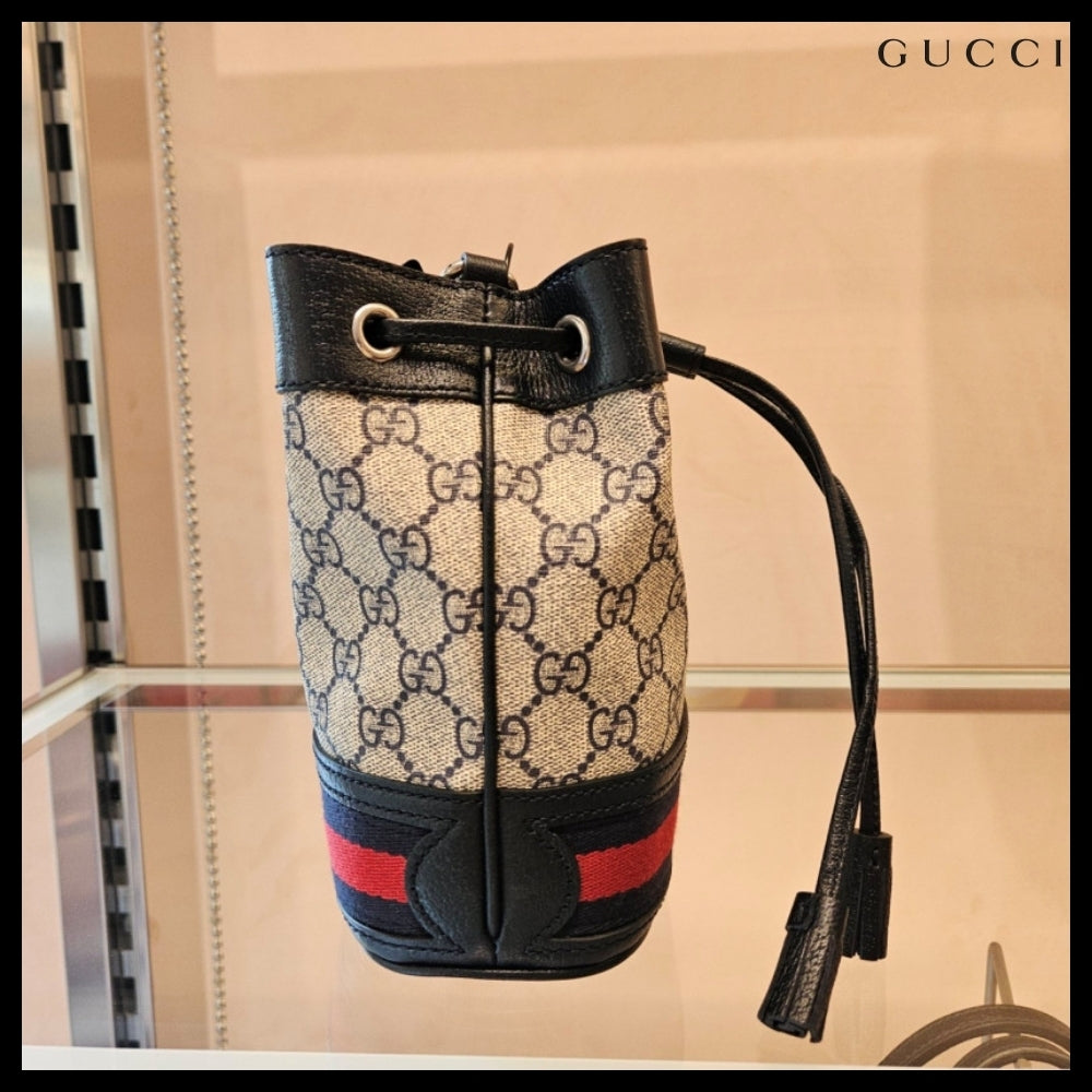 【GUCCI】Ophidia GG canvas mini bucket bag beige blue