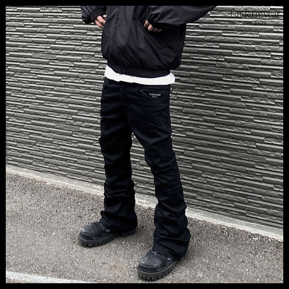 【Undermycar】Mu.30 Anti Fxxking Logo Play StretchFlareJeans
