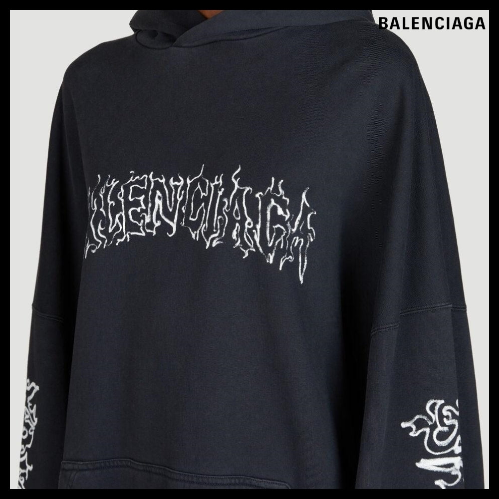 【BALENCIAGA】Darkwave Large Fit Hooded Sweatshirt Black