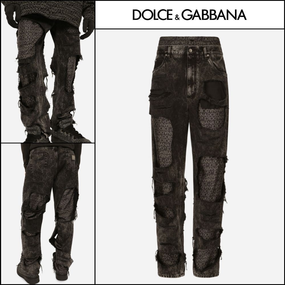 【Dolce & Gabbana】Straight-Leg Jeans with Silk Twill