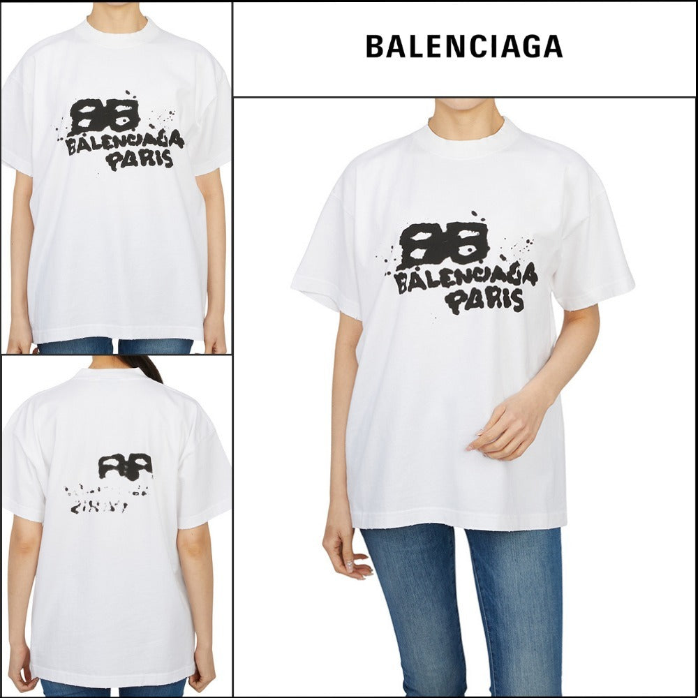 【BALENCIAGA 】Hand-Drawn BB Icon Crewneck T-Shirt MediumFit