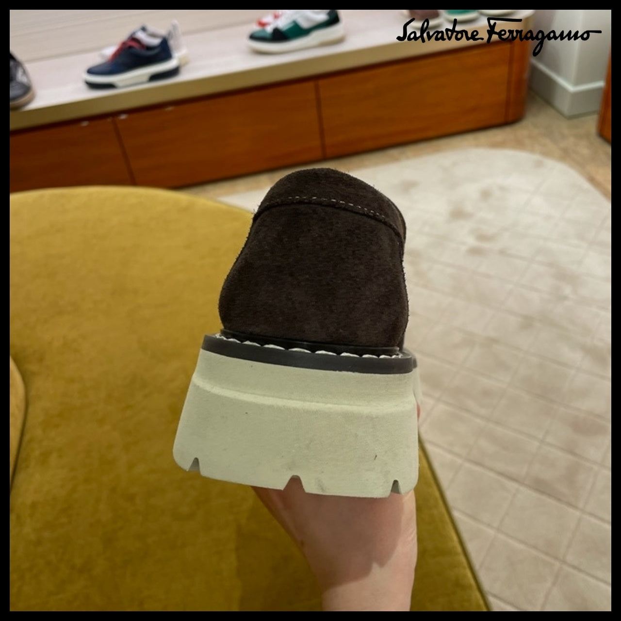【FERRAGAMO】FERGAL SUEDE CHUNKY LOAFERS BROWN