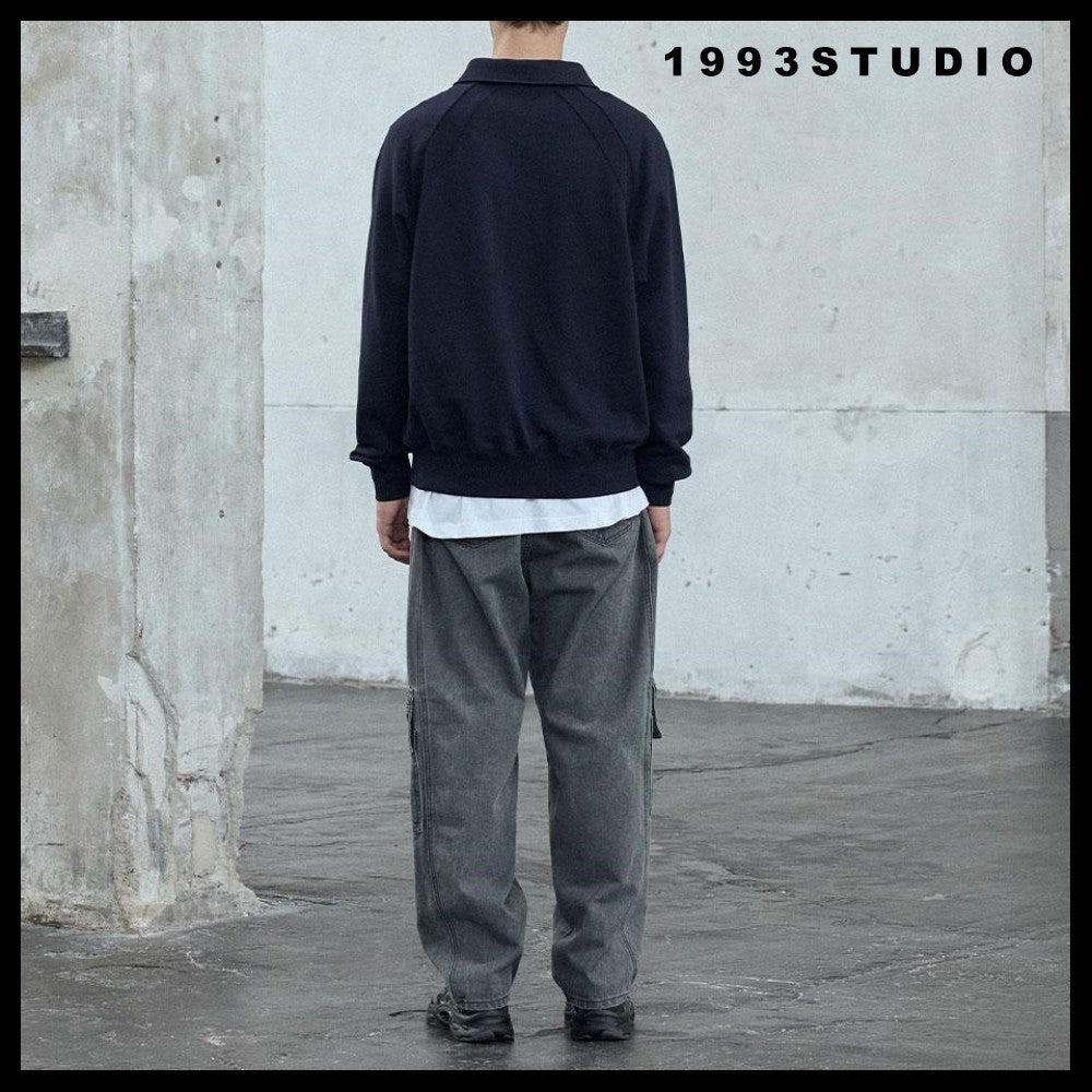 [1993STUDIO] SMALL LOGO HALF ZIP COLLAR SWEATSHIRT 3COLORS