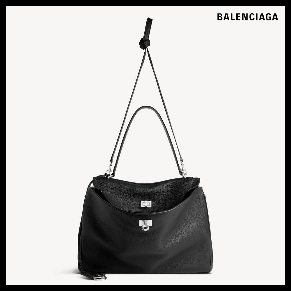 【BALENCIAGA】Rodeo Grained Calfskin Handbag Medium Black