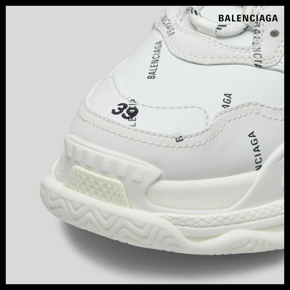 【BALENCIAGA】All-Over Logo Triple S Sneakers - White