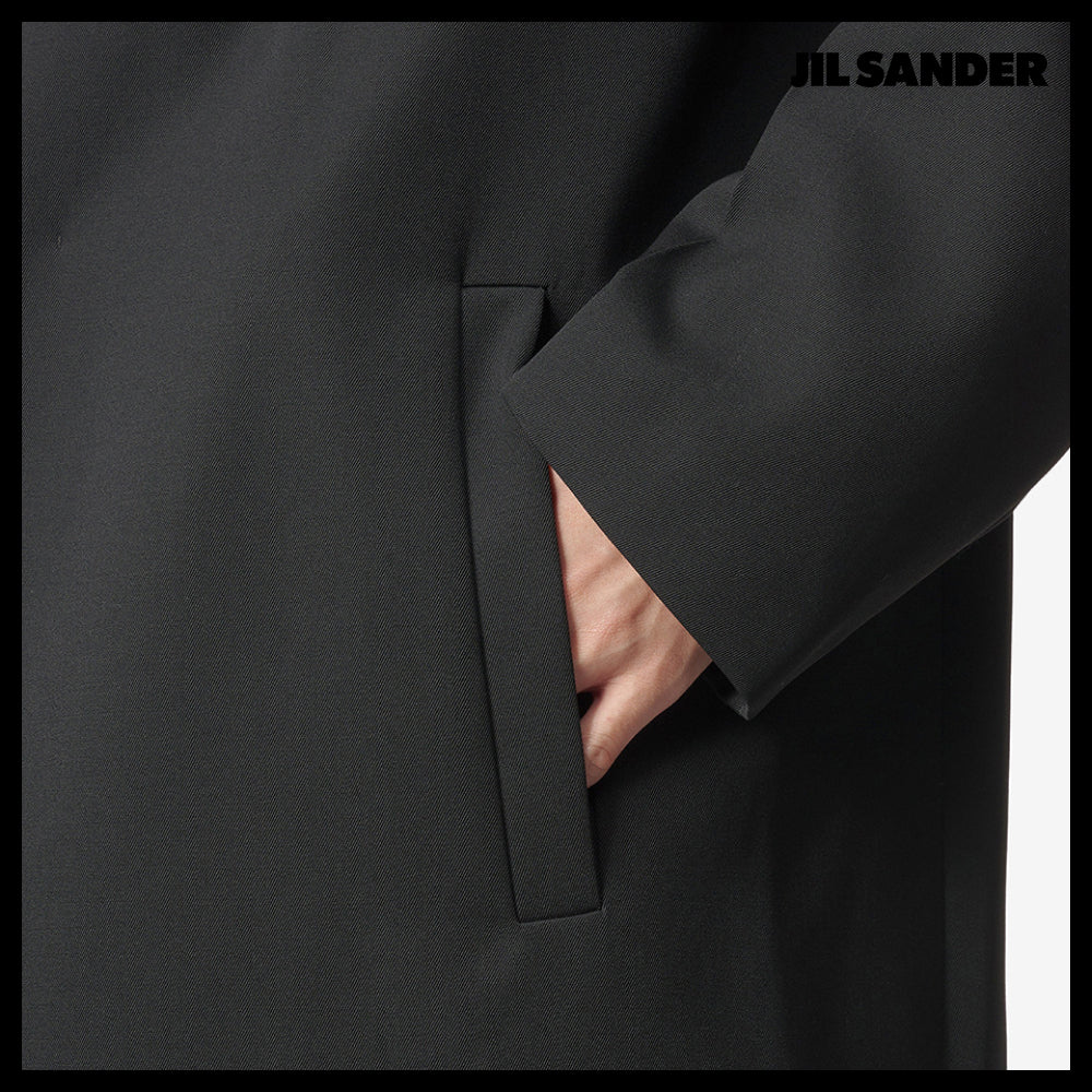 【JIL SANDER】Back slit wool single coat black