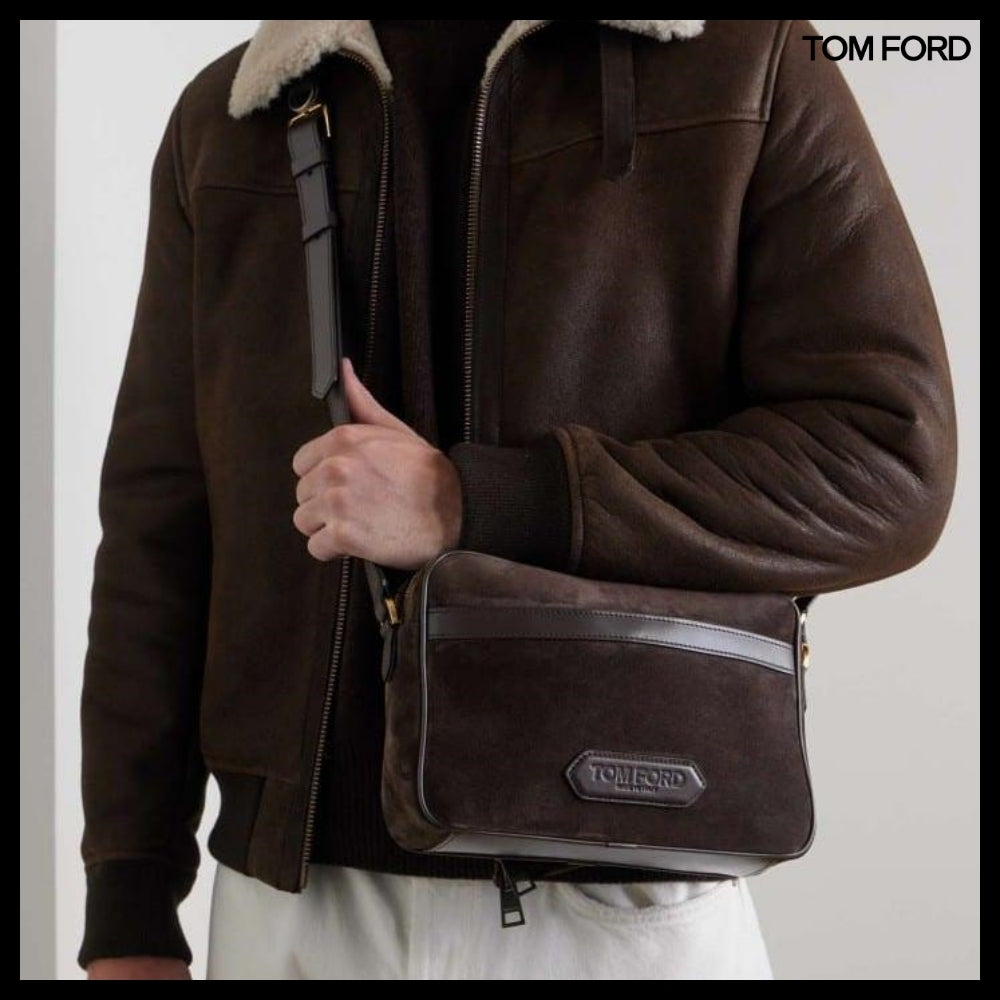 【TOM FORD】MESSENGER BAG SUEDE BROWN