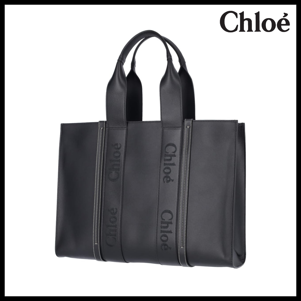 【Chloe】Woody Large Shopper Tote Bag Black