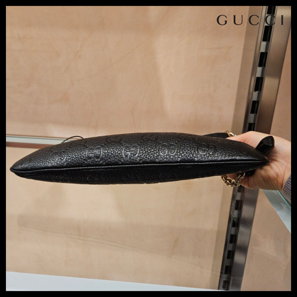 【GUCCI】GG emblem Briony calf leather shoulder bag black