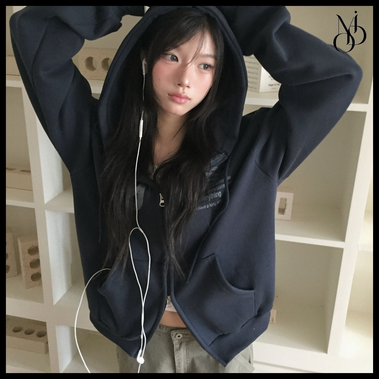 【MODIMOOD】Older Lettering Hoodie Zip-Up 3 Colors