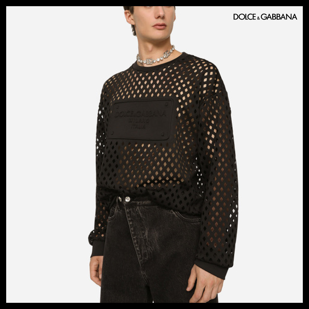【Dolce&Gabbana】PERFORATED JERSEY SWEATSHIRT EMBOSSED TAG