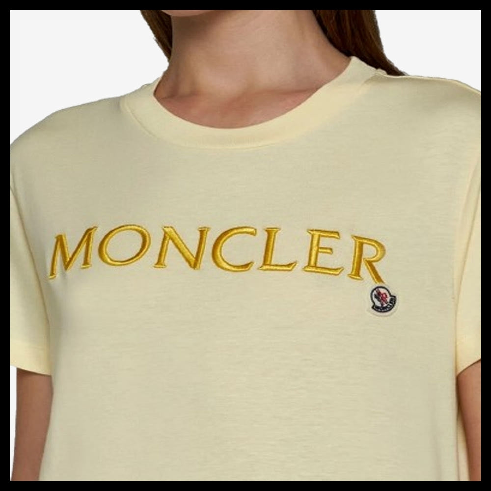 【MONCLER】Lettering Embroidered Logo Short Sleeve T-Shirt