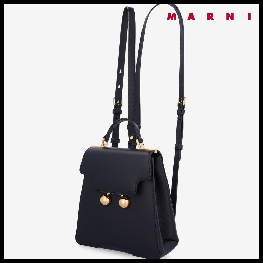 【MARNI】 マルニ バッグ BEAD LEATHER BACKPACK BLACK
