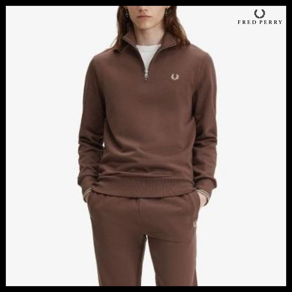【FRED PERRY】Baseline Half Zip Sweatshirt U85 C Road Brick