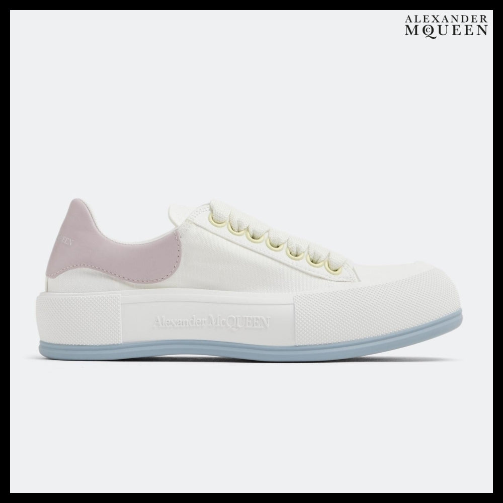 【Alexander Mcqueen】Deck Plimsoll Sneakers in White Fabric
