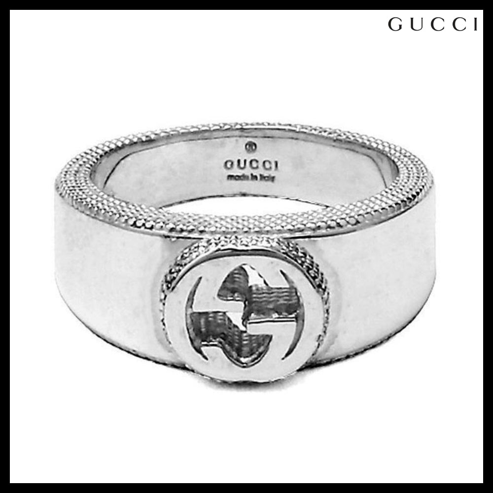 【GUCCI】Interlocking Emblem Silver Ring Silver