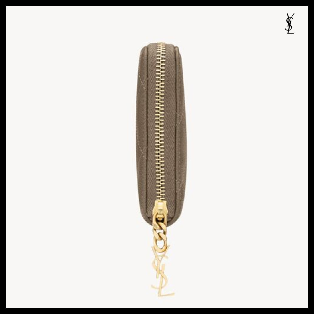 【Saint Laurent】Leather CASSANDRE BIJOU Compact Wallet