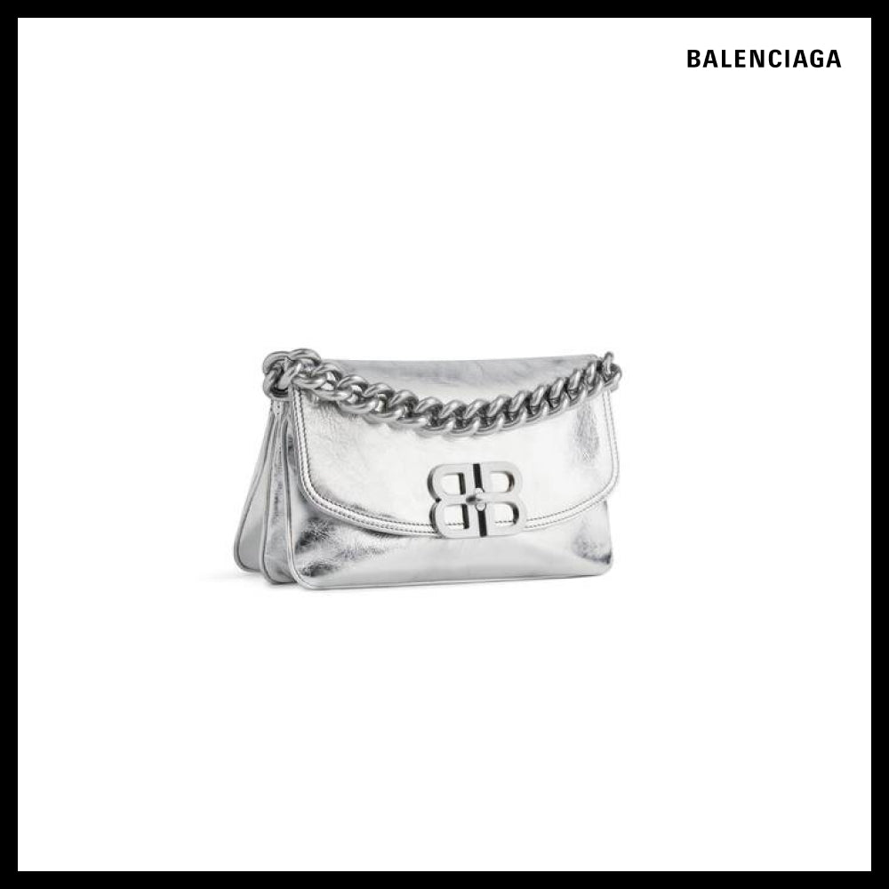【BALENCIAGA】BB Soft Small Flap Bag Metallized Silver