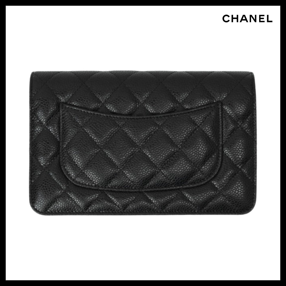 【CHANEL】Classic Wallet On Chain Grained Calfskin