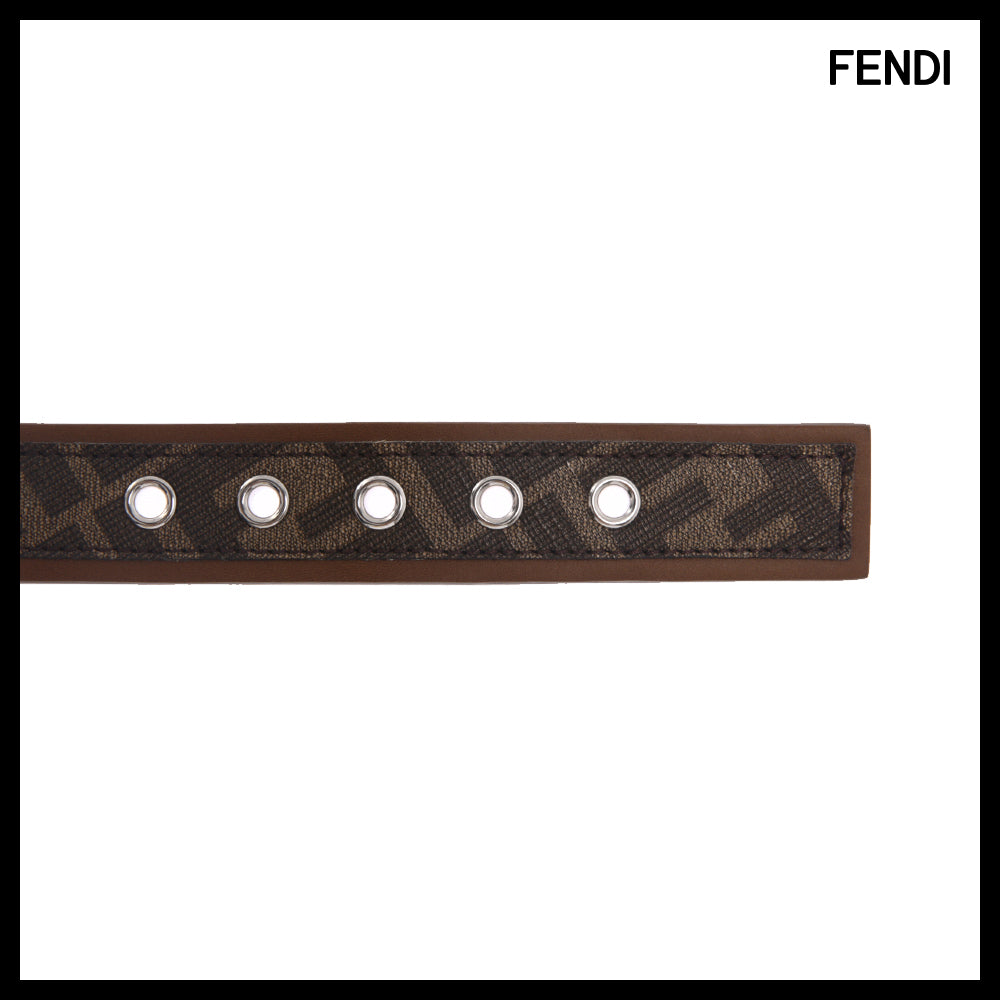 【Fendi】FF Name Plate Brown Pet Collar