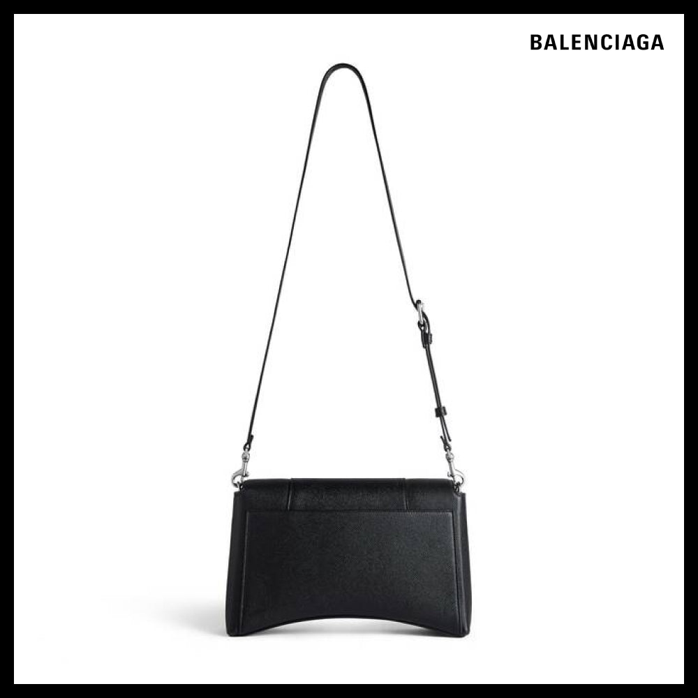 【BALENCIAGA】Downtown Leather Crossbody Bag Black