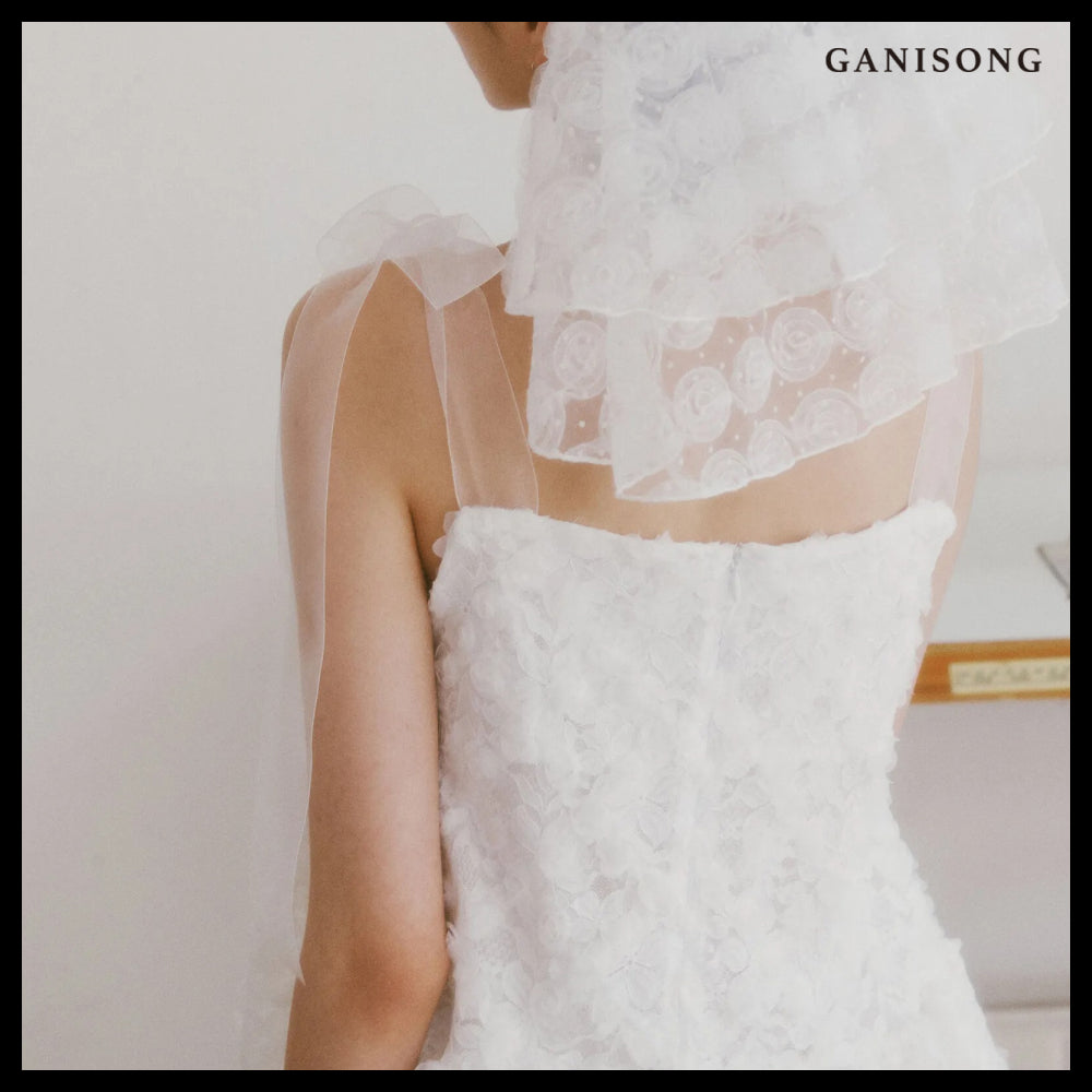 【GANISONG】Bridal Rosy Blossom Dress White