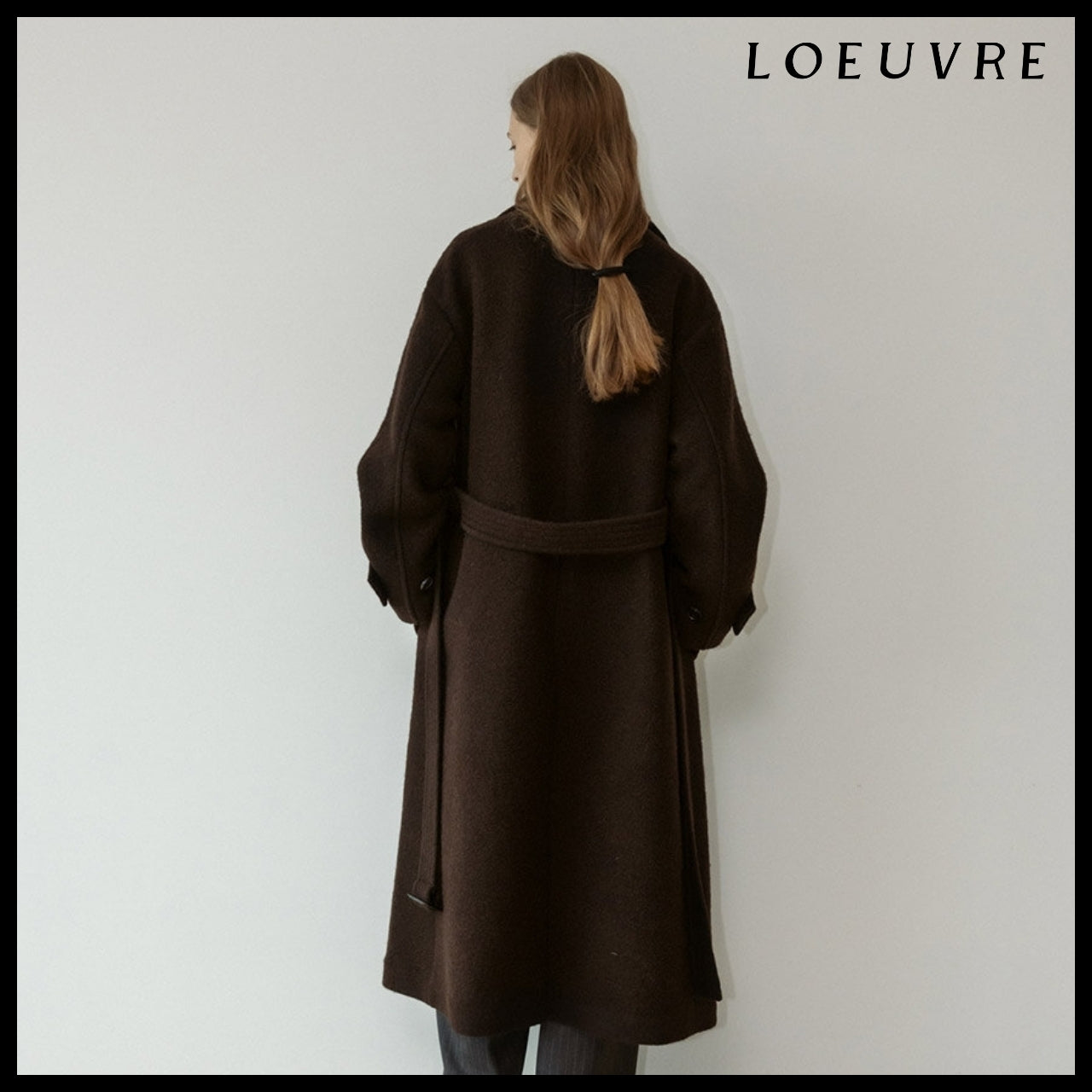 【LOEUVRE】Belted High-Neck Long Coat 3Colors