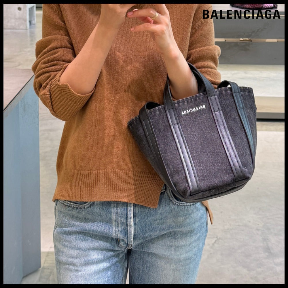 【BALENCIAGA 】Everyday XS Washed Denim Tote Shoulder Bag