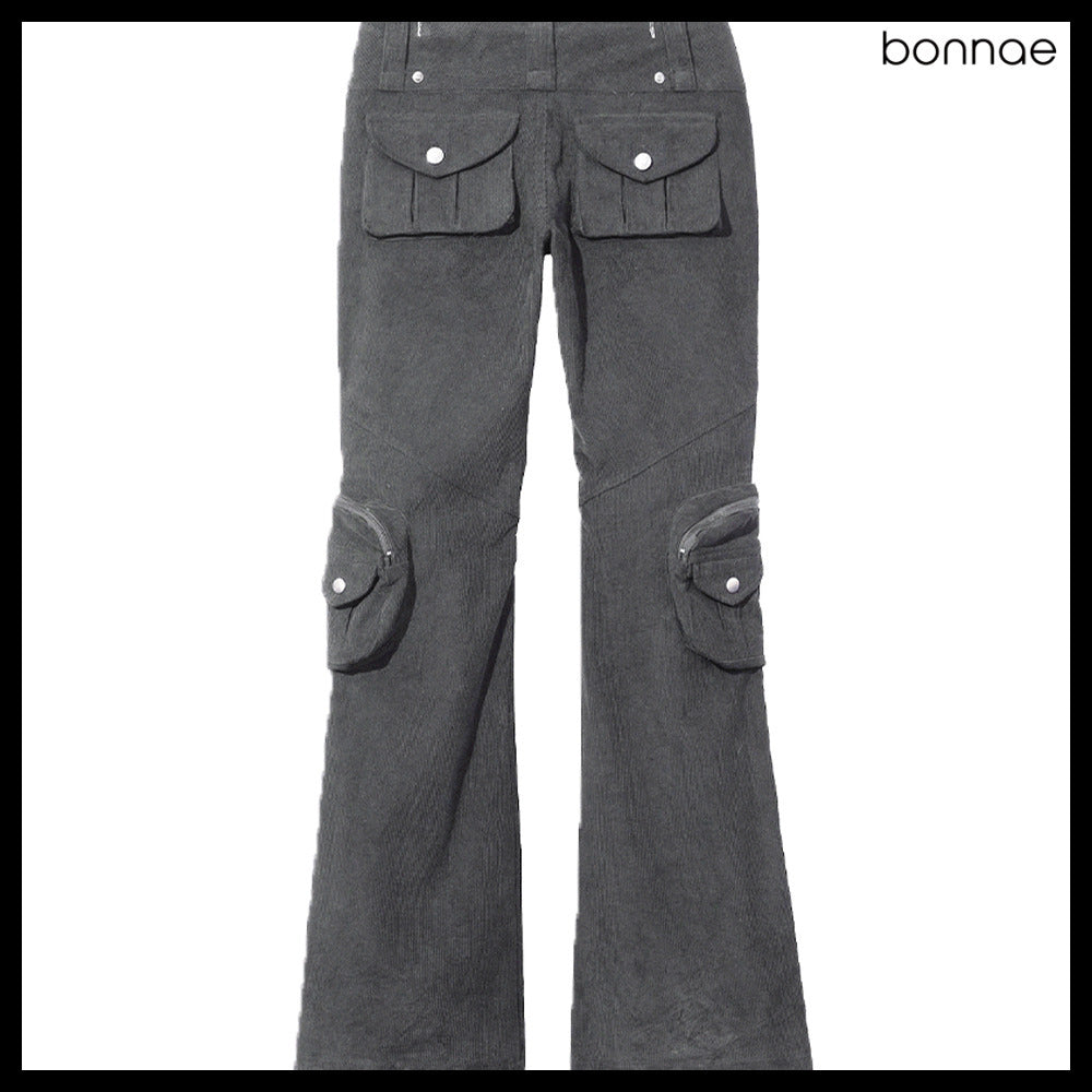 【Bonnae】Women Corduroy Pocket Pants Gray