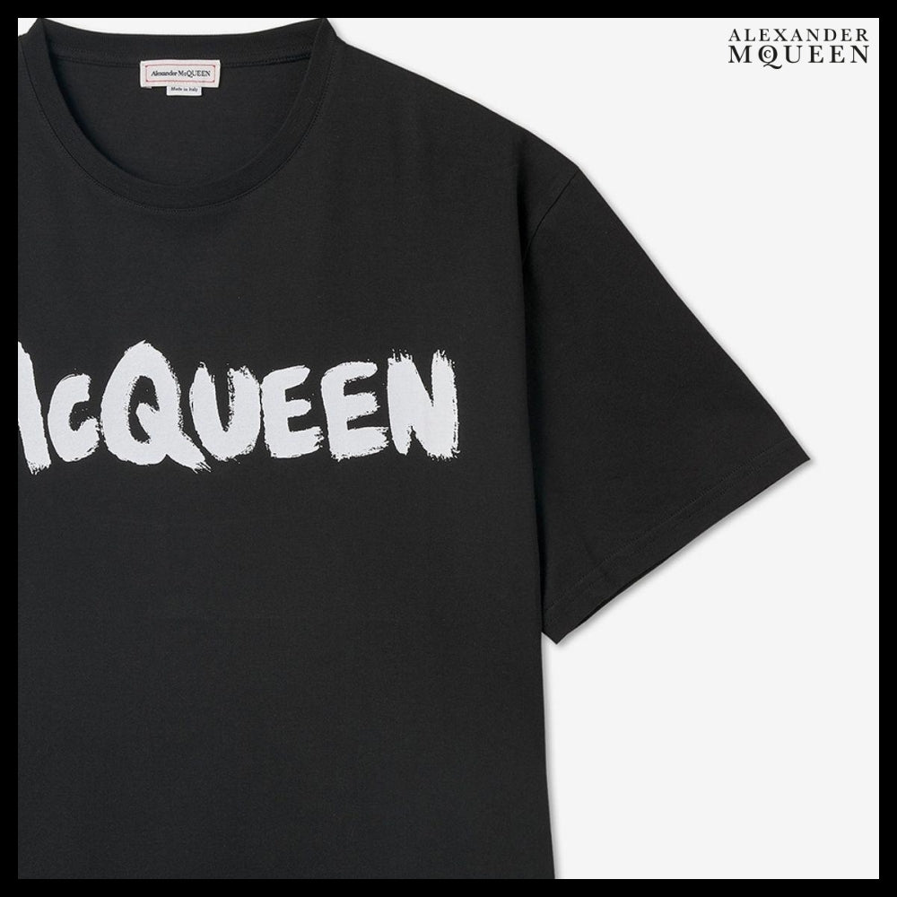 【Alexander Mcqueen】Graffiti Logo Print T-shirt Black