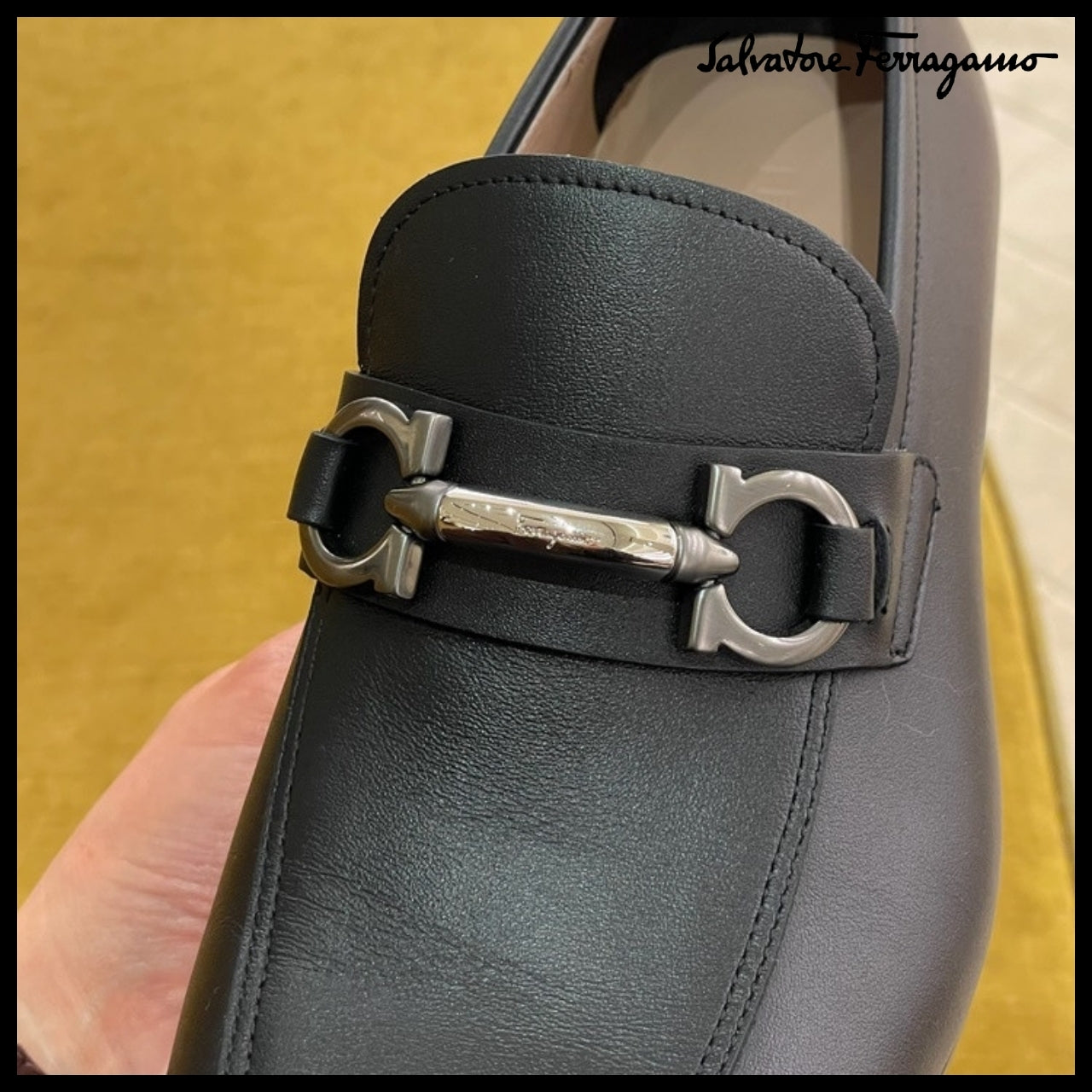 【FERRAGAMO】BENFORD GANCINI LEATHER LOAFERS BLACK