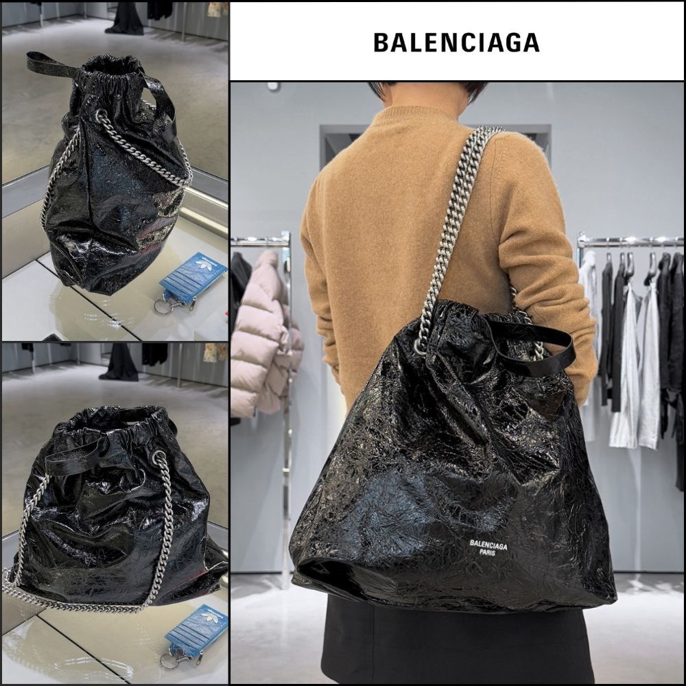 【BALENCIAGA】Crush Tote Bag M Black