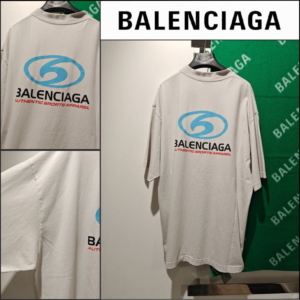 【BALENCIAGA】Surfer Logo Cotton T-Shirt Medium Fit White