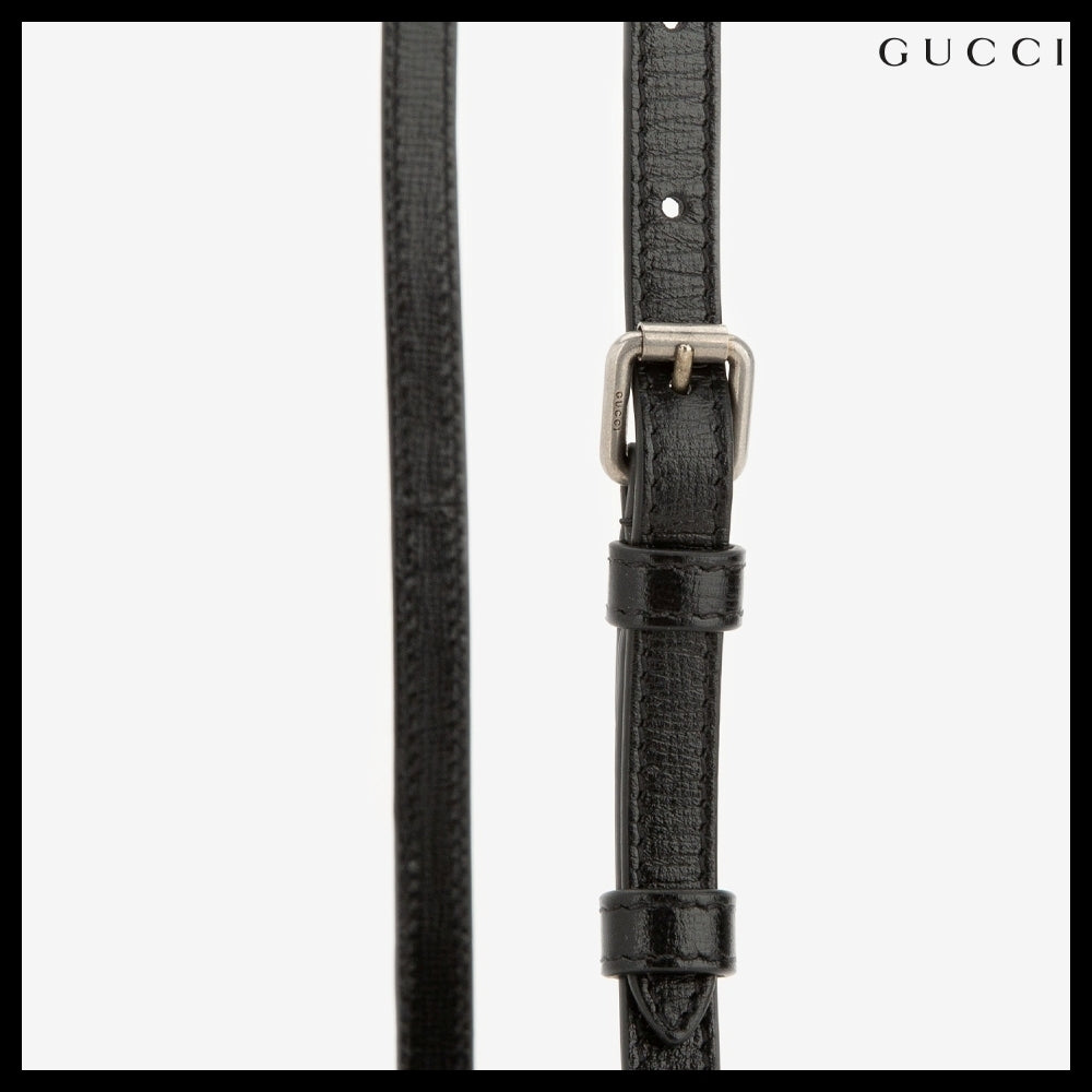 【GUCCI】GG Supreme Canvas Leather Mini Crossbody Bag BLACK