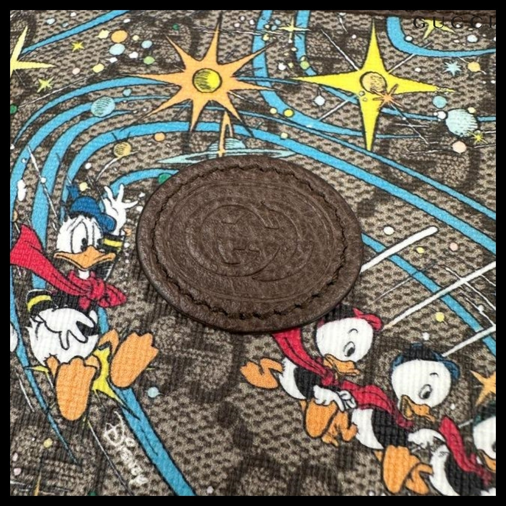 【Gucci x Disney】Donald Duck Print Canvas Wallet New Acero