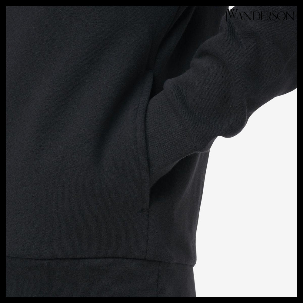 【J W ANDERSON】Embroidered Logo Drawstring Hoodie Black