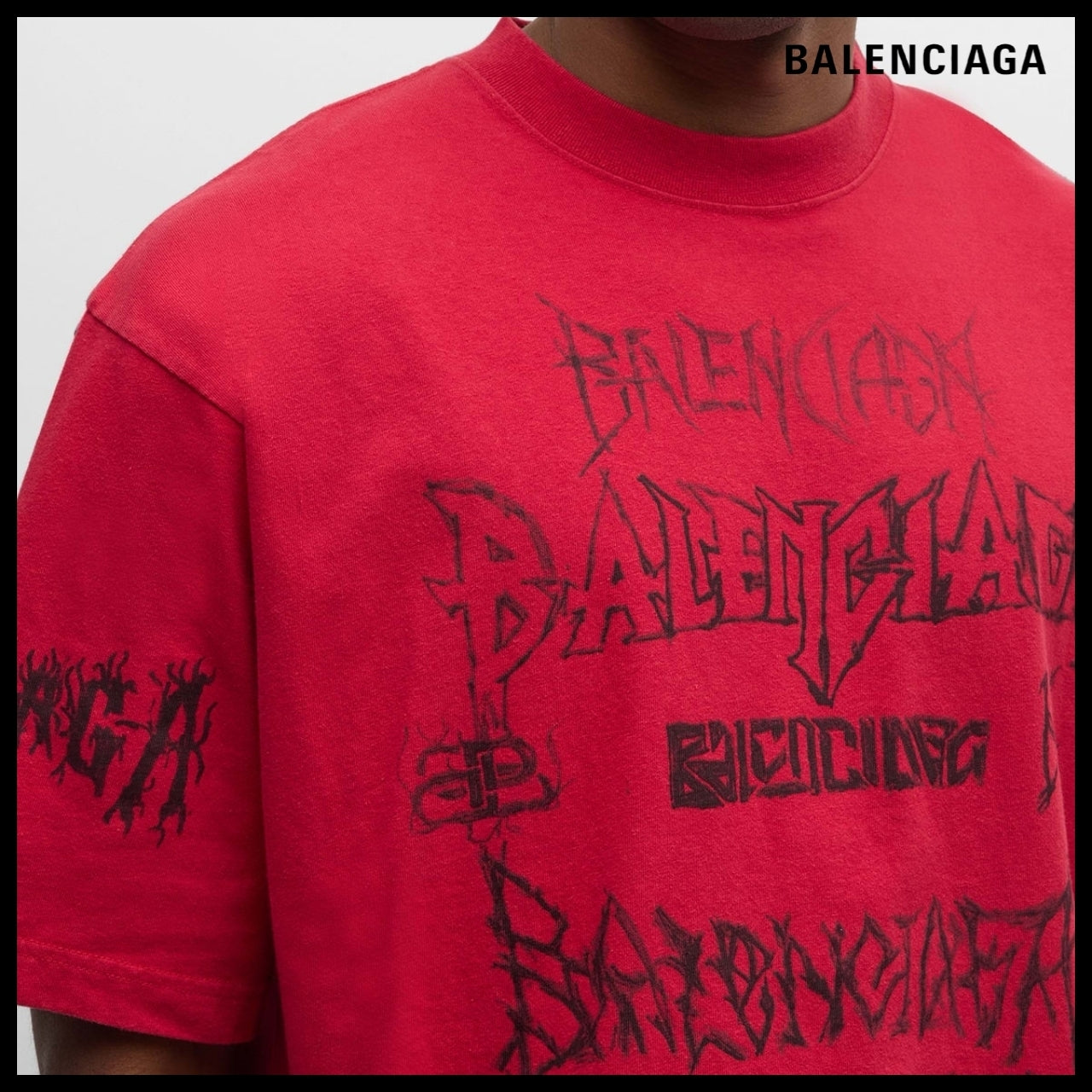 【BALENCIAGA】DIY Metal T-Shirt Large Fit Red