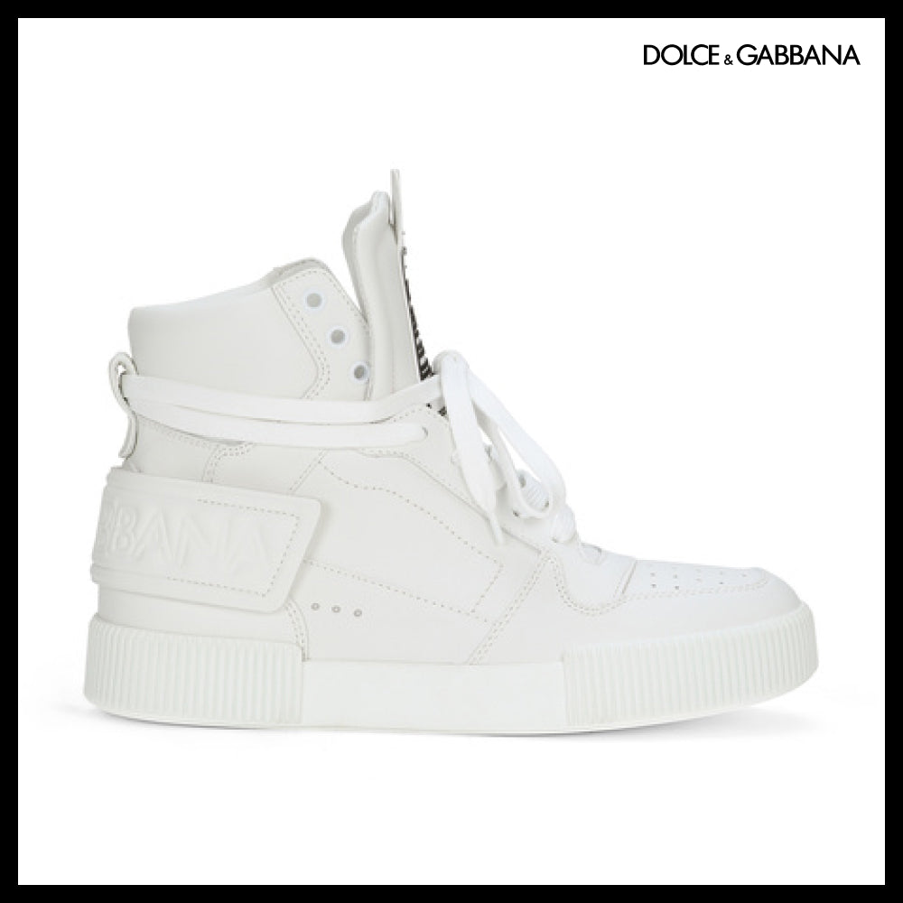 【Dolce & Gabbana】LEATHER SNEAKERS HIGH-TOP WHITE