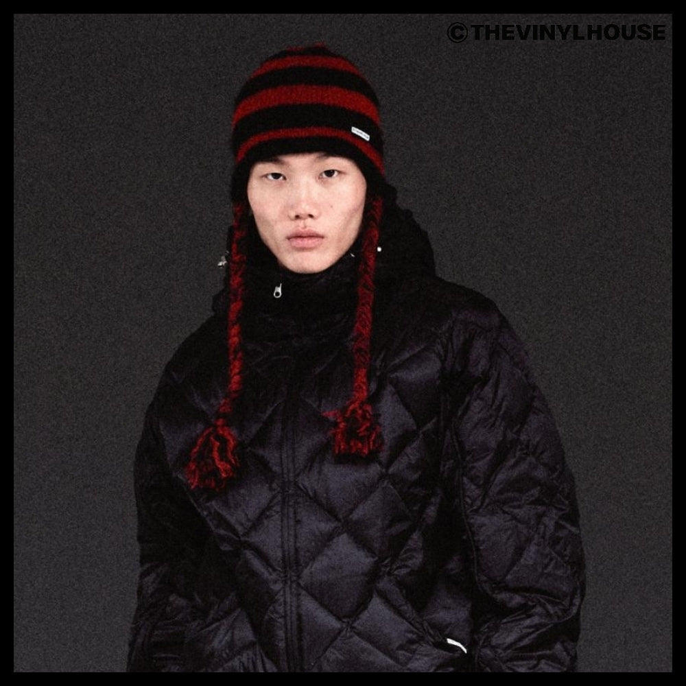【THEVINYLHOUSE】Ear flap stripe beanie (3 colors)