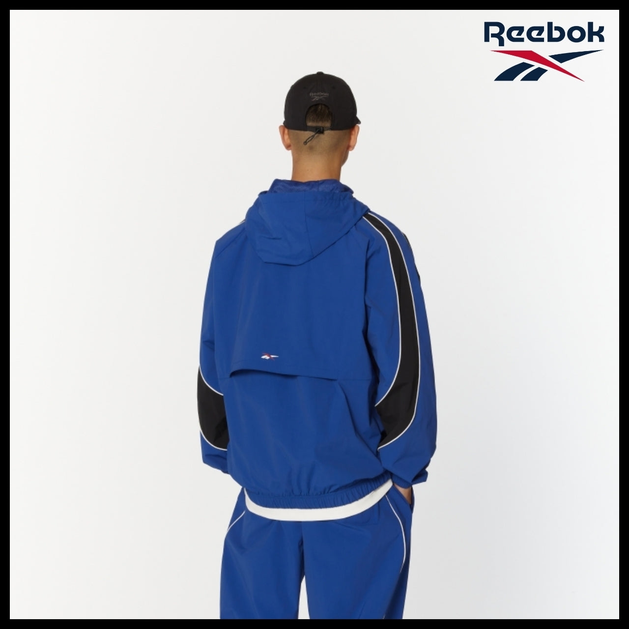 【Reebok】Stretch Hooded Windbreaker Jacket Blue