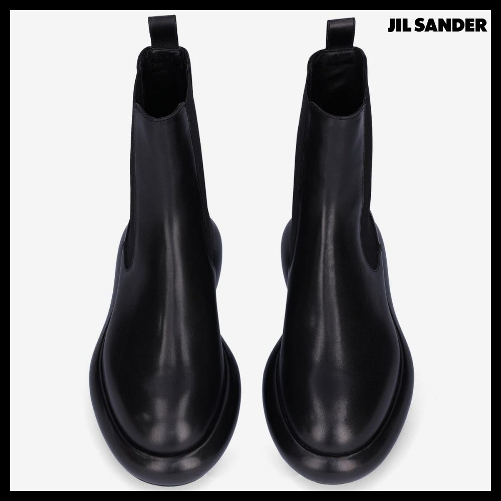 【Jil Sander】Chunky Leather Chelsea Boots Black