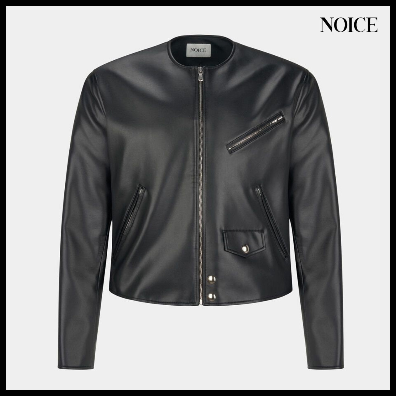 【NOICE】M Motorcycle Faux Leather Jacket Black