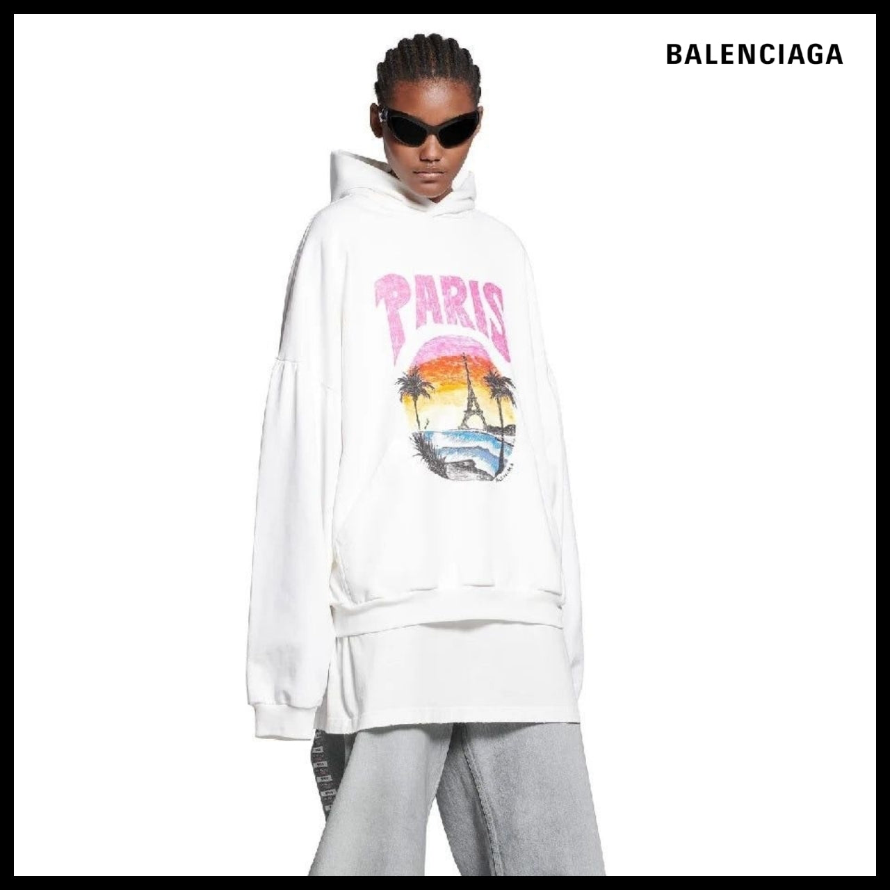 【BALENCIAGA】Paris Tropical Round Hoodie Oversized