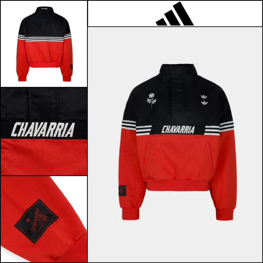 【ADIDAS 】Black Red Gomez Half-Zip Pullover Sweatshirt
