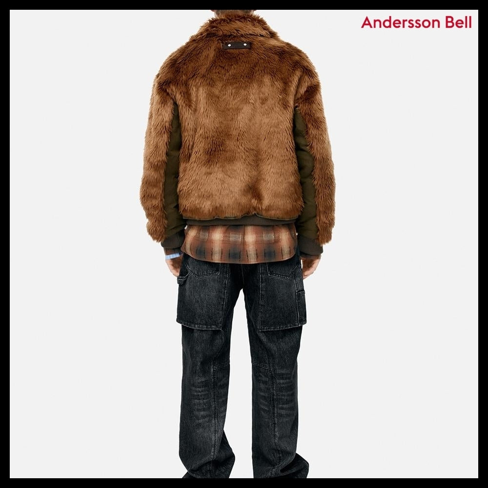 【ANDERSSON BELL】Unisex Flight Fur Bomber Jacket Brown