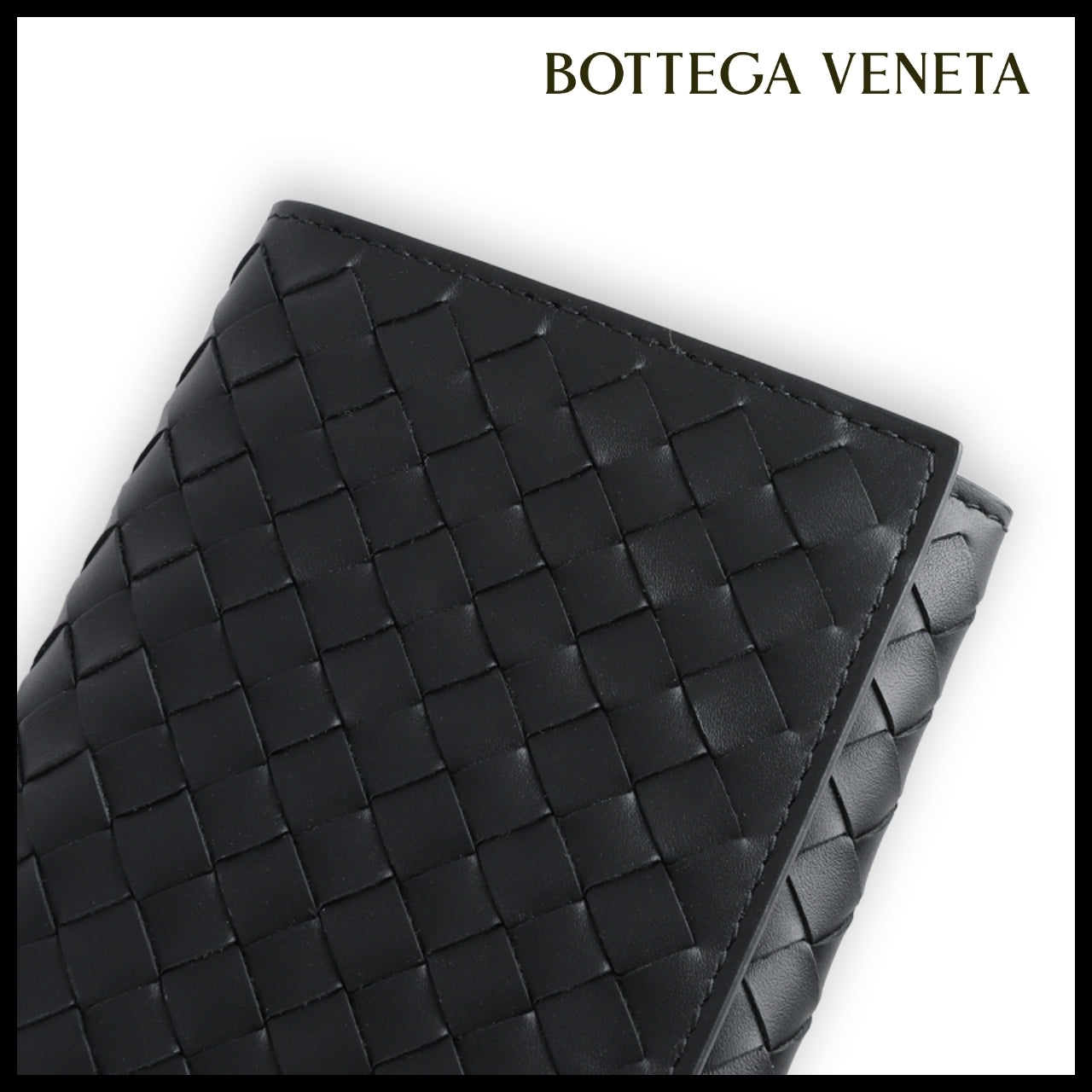 【BOTTEGA VENETA】 Mens Intrecciato Long Wallet Black